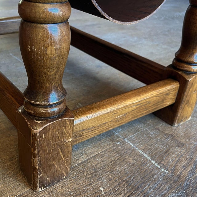 Brown Dutch Wood Magazine Rack with Leather Sling, 1970s For Sale - Image 8 of 12