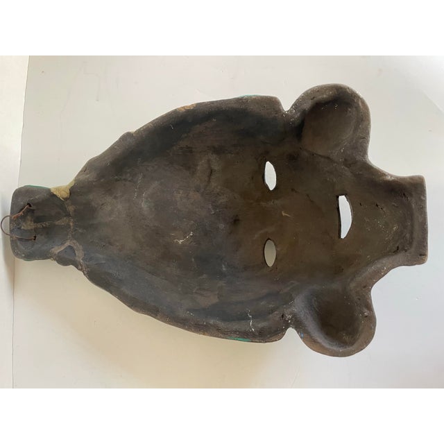 Vintage Mexican Folk Art Ceramic & Stone Embellished Sculptural Wall Mask For Sale - Image 12 of 12