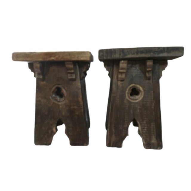 Spanish Brutalist Oak Stool For Sale