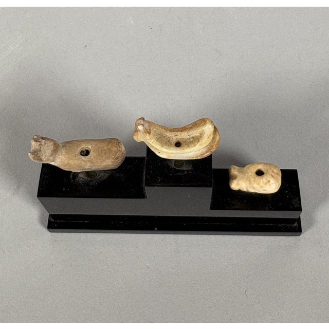 Three zoomorphic steatite amulet pendants, Mesopotamian art, Jemdet Nasr, 3100-2900 BC. Archaeology. Ancient Near East....
