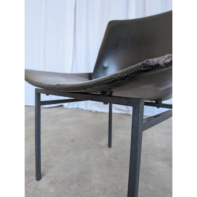 Metal Vintage Lupina Shell Chair in Black Leather by Niko Kralj for Stol Kamnik, 1970s For Sale - Image 7 of 18