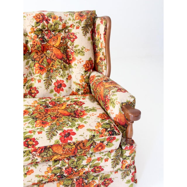Mid 20th Century Vintage Colonial Revival Pheasant Floral Sofa For Sale - Image 5 of 18