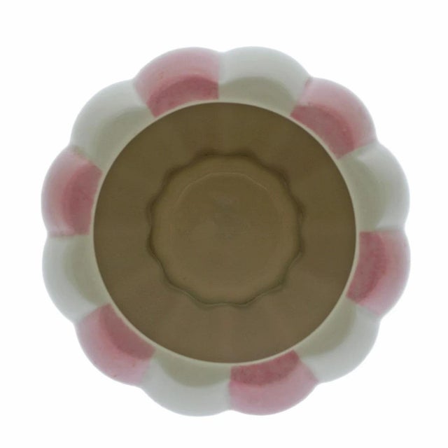 Augarten Josef Hoffman Design Melon Sugar Bowl Pink White Stripe Augarten Porcelain Vienna Secessionist For Sale - Image 4 of 7