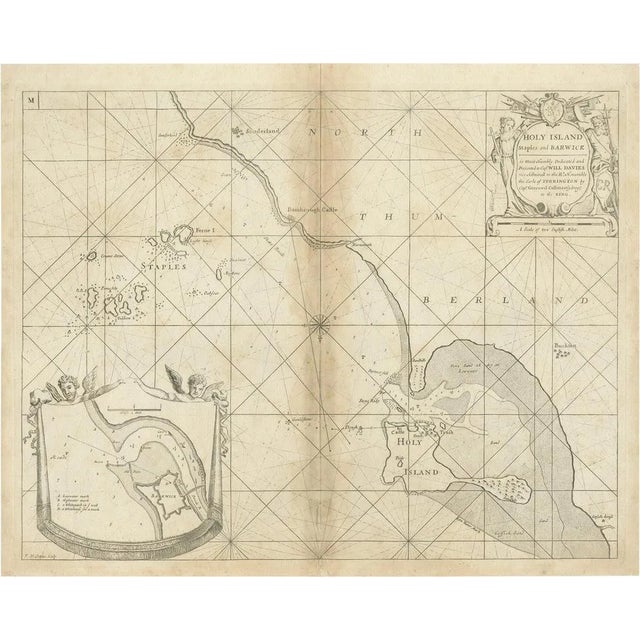 Coast of Northumberland in England including Holy and Farne Islands, 1693 For Sale