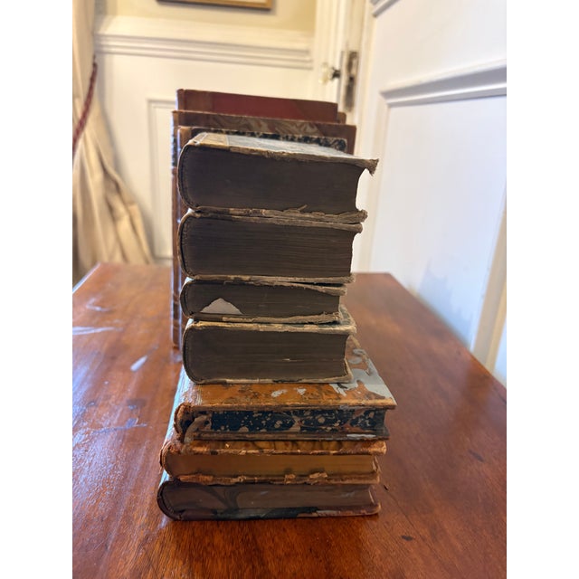 Group of 12 Assorted Leather or Marbled Bound Books, 19th Century For Sale - Image 4 of 4