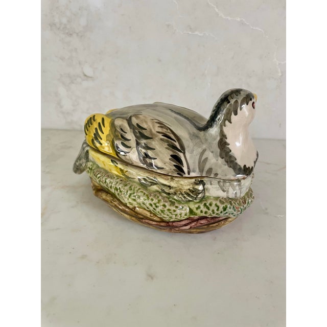 Mediterranean Vintage Italian Ceramic Quail Sauce Tureen For Sale - Image 3 of 9