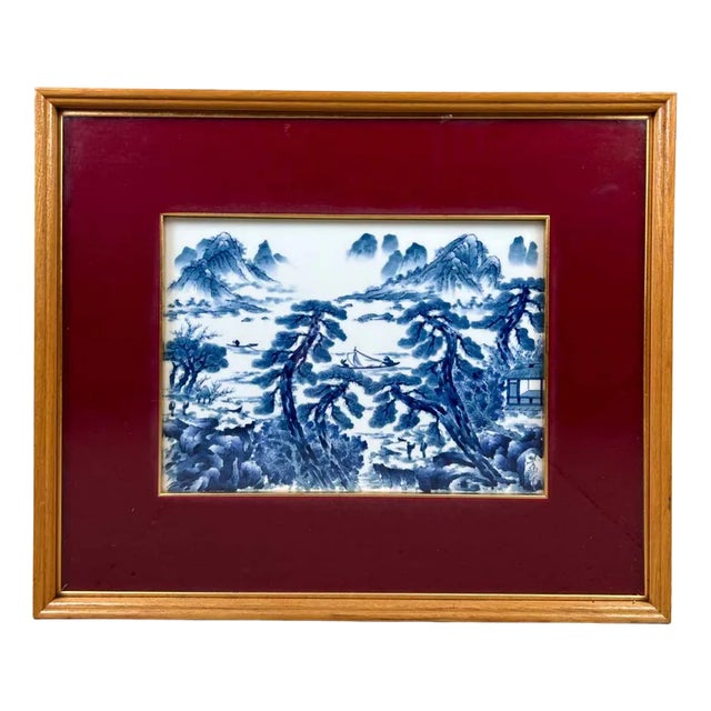 Shōwa Period Japanese Landscape Porcelain Sometsuke by Genemon, 1950s For Sale