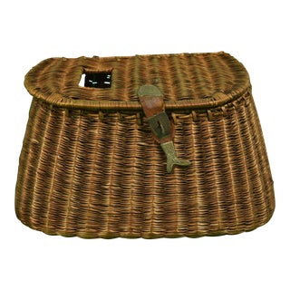 Adirondack Wicker Creel Basket For Sale