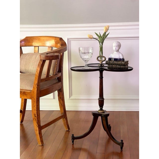 1940s Georgian Style Walnut Three-Leaf Dumbwaiter, Wine, Drinks Table With Handle For Sale - Image 10 of 10