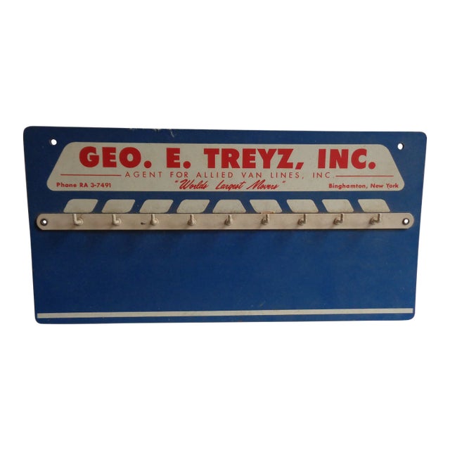 Vintage Allied Van Lines Advertising Sign Hook Rack Binghamton New York For Sale