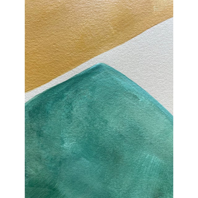 Abstract minimalist acrylic painting on French hand crafted cotton paper. Framed in a gold frame. All works on paper are...