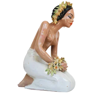 Hungarian Art Deco Painted Ceramic Sculpture