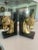 Handsome pair of brass and marble bookends with highly detailed horse head figures mounted on black marble bases. This is...