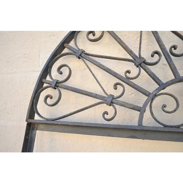 Rustic European Vintage Wrought Iron Arch Top Full Length Floor Mirror Frame C For Sale - Image 3 of 7