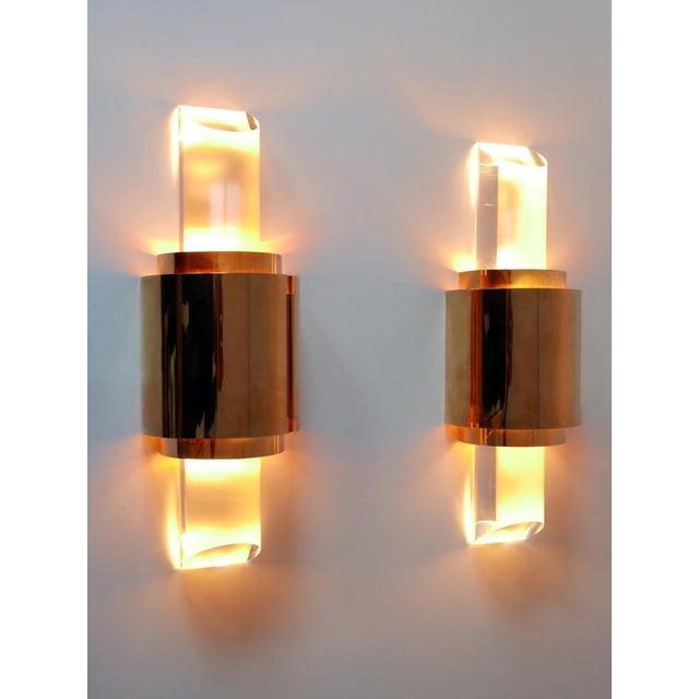 Gilt Brass & Acrylic Glass Wall Lights, Germany, 1980s, Set of 2 For Sale - Image 10 of 18