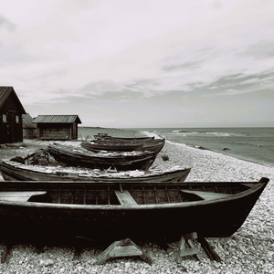 Justina Napiórkowska, Fårö, Sweden, Boats, Black & White Photograph