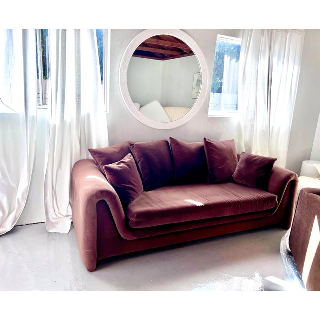 1980s Large Round White Stone Post Modern Mirror For Sale - Image 4 of 5