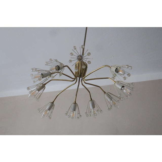 Vintage Austrian Elliptical Brass and Glass Chandelier, 1950s For Sale - Image 11 of 15