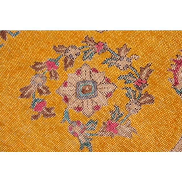 Electric Yellow Hand-Painted Rug 9.10x12.7 For Sale - Image 8 of 8