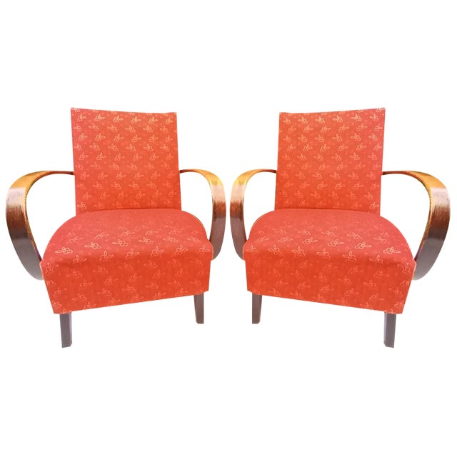 Set of Armchairs attributed to Jindrich Halabala for Up Závody, 1950s For Sale