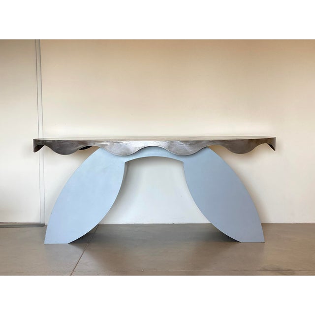 Mid-Century Modern Iron and Steel Console, 1980s For Sale - Image 3 of 18