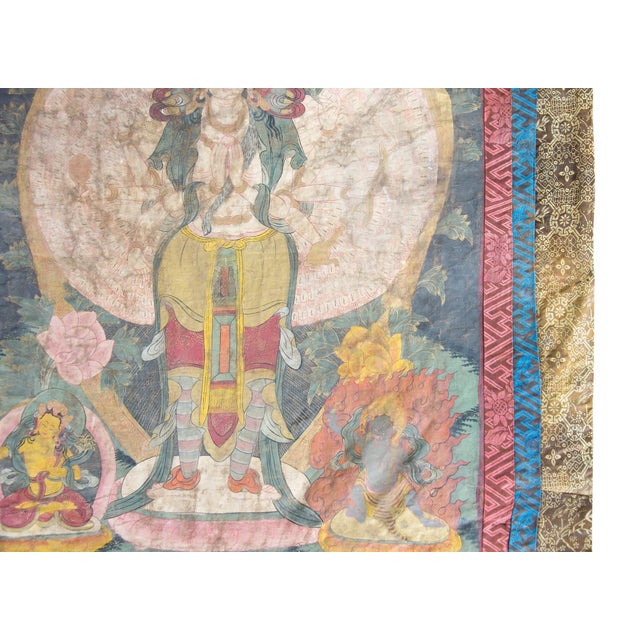 Asian Antique Late 19th Century Tibetan Thangka Depicting Sitatapattra For Sale - Image 3 of 10