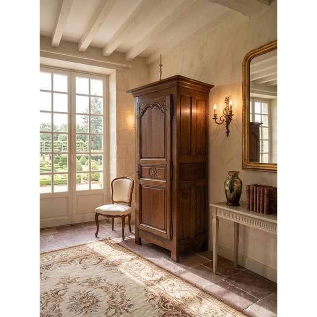 French Provincial Carved Walnut Bonnetière Cabinet, Normandy, 1860s For Sale - Image 3 of 5