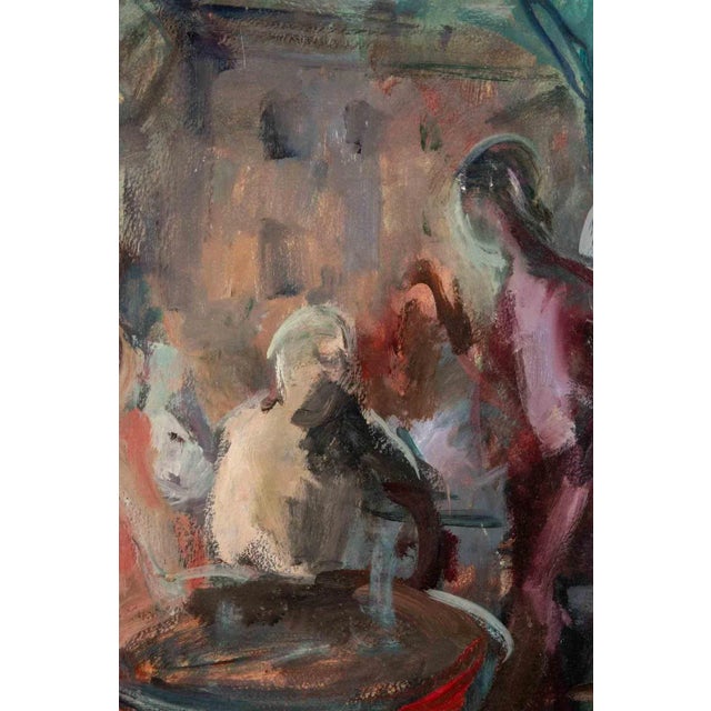 Miloslava Vrbova-Štefková, People at the Café, Oil Painting, Mid-20th Century For Sale - Image 4 of 5