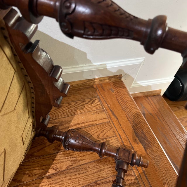 An Antique High-Back Side Chair or Small Throne Chair, in a Spanish Renaissance, Jacobean, or Louis XIII Style From the 19th Century. For Sale - Image 10 of 12
