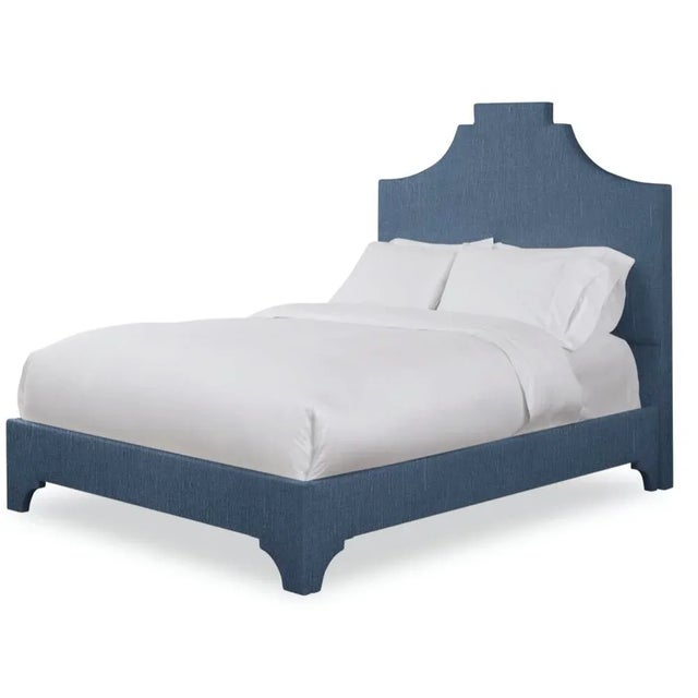 Modern Nadine California King Bedframe, Navy Linen For Sale - Image 3 of 4