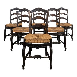 Large Provençal-Style Chairs in Carved Walnut, Set of 6 For Sale