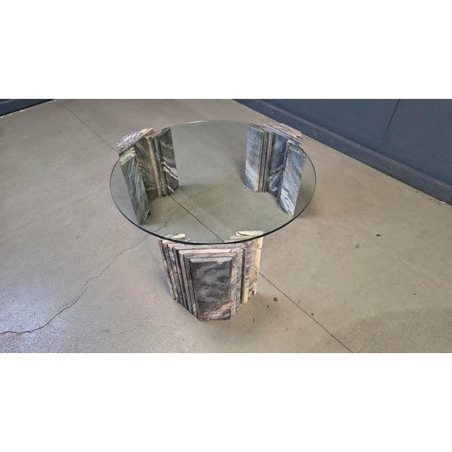 Vintage Italian Marble and Glass Coffee Table, 1970s For Sale - Image 10 of 11