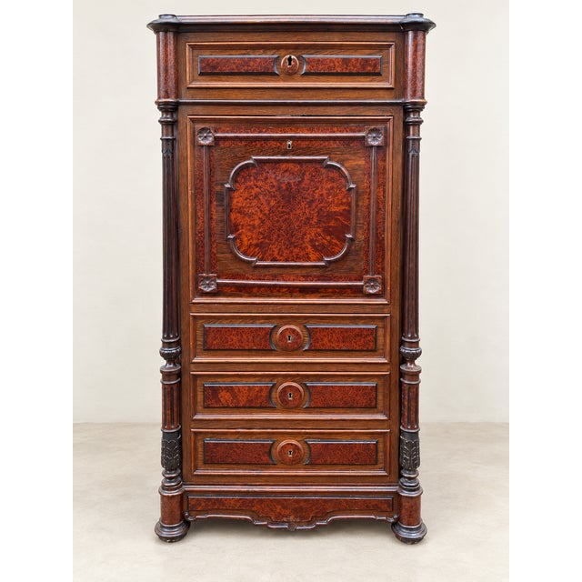 Napoleon III style drop-front secretary desk Louis Philippe (19th century) Solid wood (walnut and maple) French...