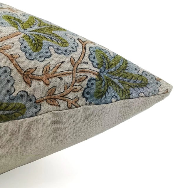 Block Print Pure Linen Throw Pillow Cover 12x20 Inch - Pushp Samhita For Sale - Image 6 of 6