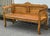 This lovely pine bench has everything. The top rail is beautifully scalloped with a crest in the center and straight lines...
