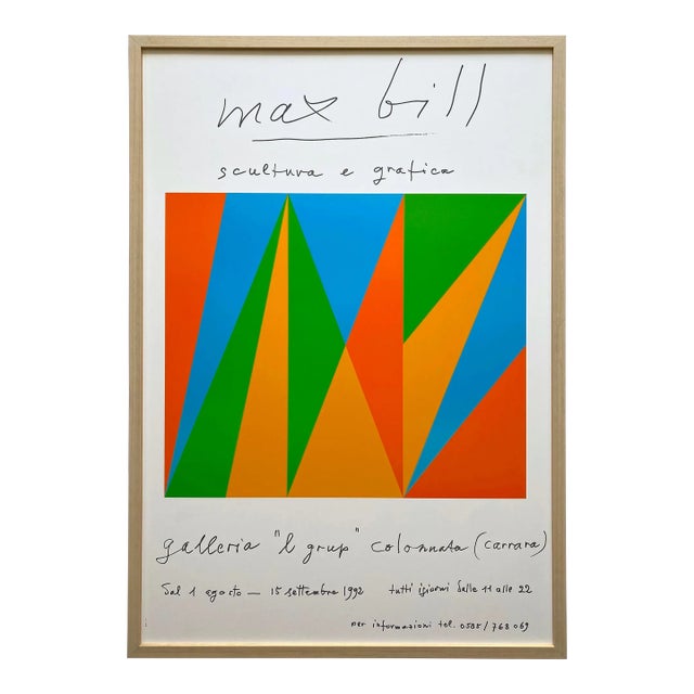 【返品交換不可】 Max Bill Vintage 1992 Serigraph Silkscreen Print Framed アート・デザイン・音楽