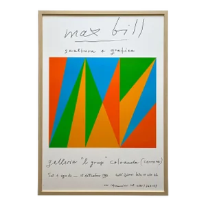 Max Bill Vintage 1992 Serigraph Silkscreen Print Framed Large Modernist Exhibition Poster