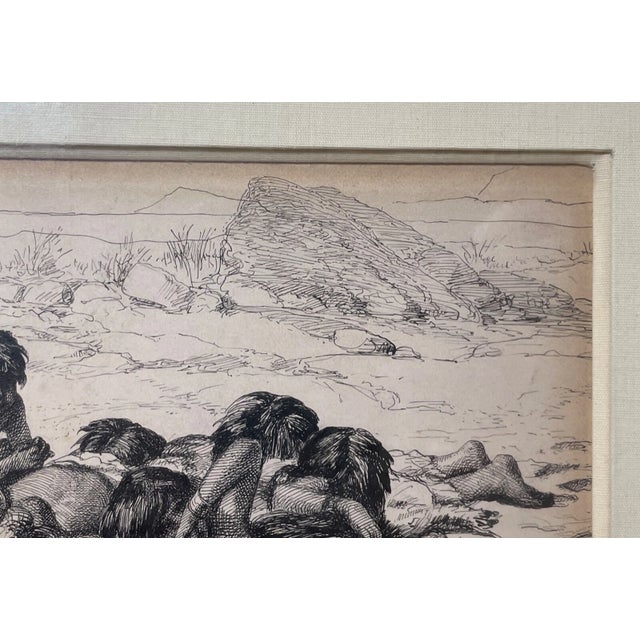 Black Antique Jean Leon Gerome Ferris 1863-1930 Pen Ink Drawing Sketch Indian Children For Sale - Image 8 of 15