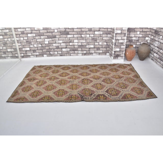 Handmade wool carpet in Turkish Anatolia , Vintage Oushak Rug,Turkish Vintage Anatolian Rug, Handmade wool Rug . One Of...