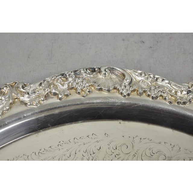 Vintage Fb Rogers 5614 Victorian Silver Plated Punchbowl W/ Round Tray, 2 Pc Set For Sale - Image 12 of 17