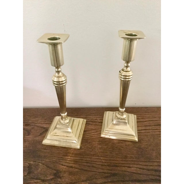 1970s Vintage Brass Candles Holders- a Pair For Sale - Image 5 of 5