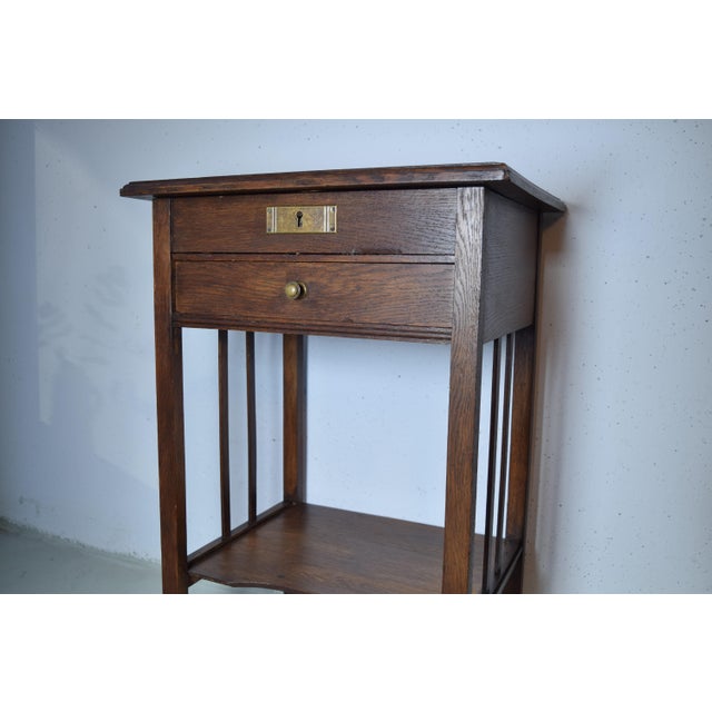 Early 20th Century Antique Art Nouveau Side Table in Oak, 1910 For Sale - Image 5 of 12