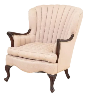 Queen Anne Style Pink Silk Upholstered Armchair