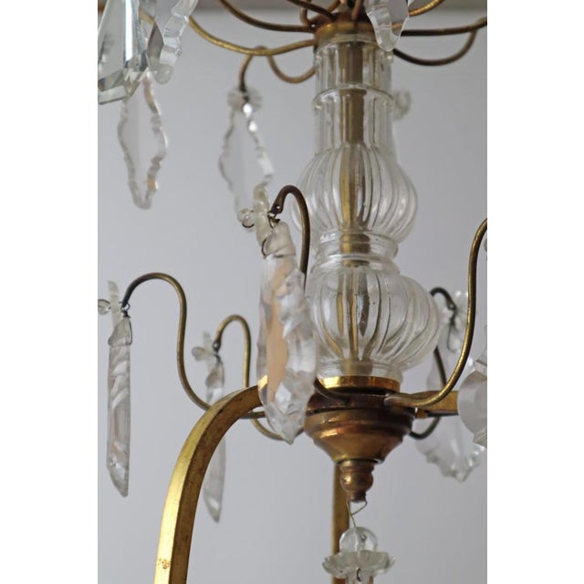 Chandelier with Clear Crystal Pendants and Champagne Smoky Glass For Sale - Image 9 of 18