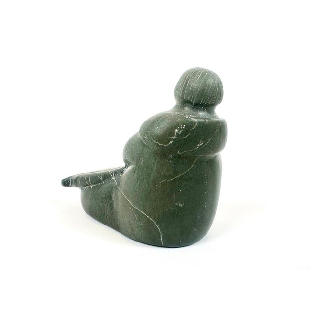 Gray Canadian Inuit Woman Sculpture, 1960s For Sale - Image 8 of 9
