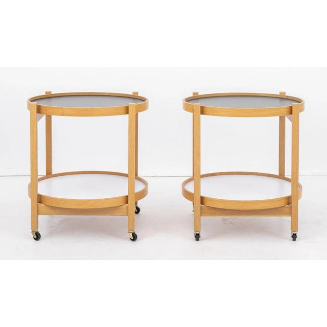 Hans Bolling Style 2-Tier Rolling Side Tables, Pr. For Sale In New York - Image 6 of 8