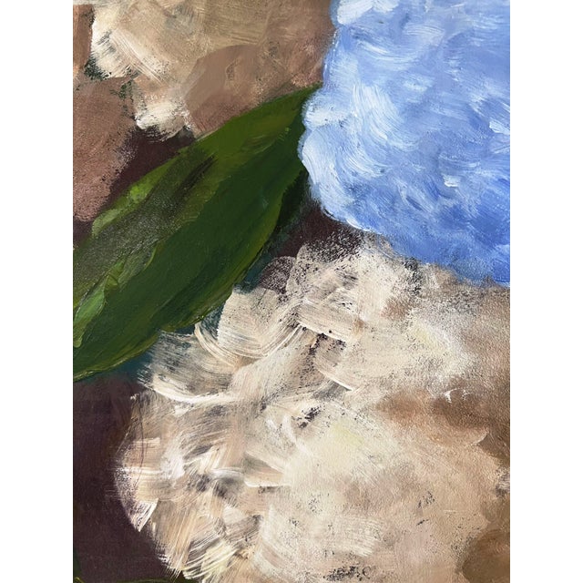 Textile “Cotton Balls" Contemporary Impressionist Floral Still Life of Hydrangea Blossoms by Mill Valley Artist Mary Anne McKernie For Sale - Image 7 of 8