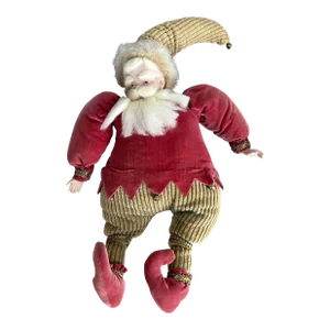 Vintage 1900s Jester Joker Santa, Made in Taiwan