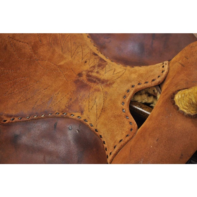 Vintage Circle Y Brand Brown Leather & Suede 14 Inch Barrel Horse Western Saddle For Sale - Image 15 of 18