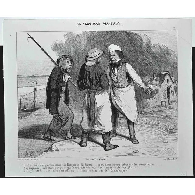 Honoré Daumier, The Parisian Canoeys, Original Lithograph, 1843 For Sale - Image 3 of 3